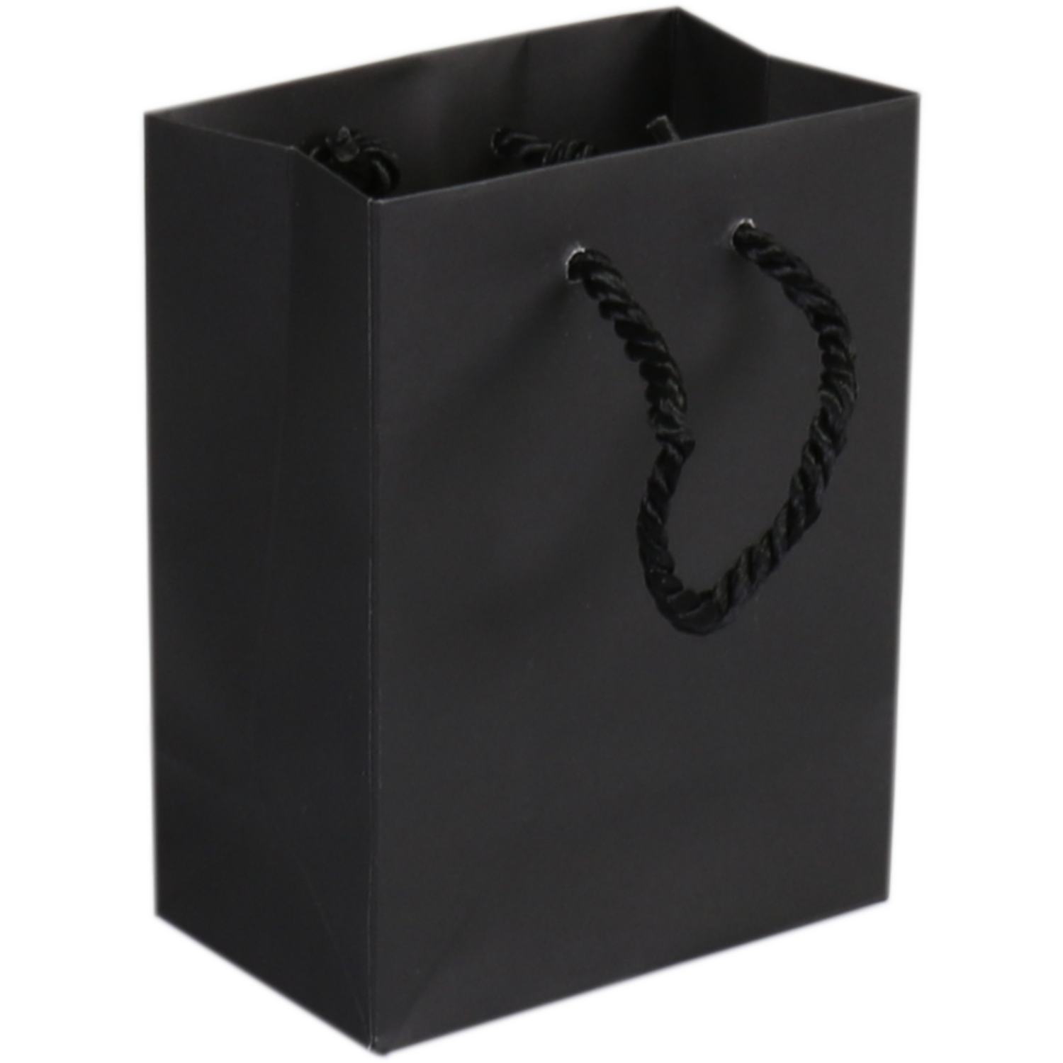 Tas, Art paper, luxueuze tas met koord, 11x 6,5x14.5cm, draagtas, zwart 1