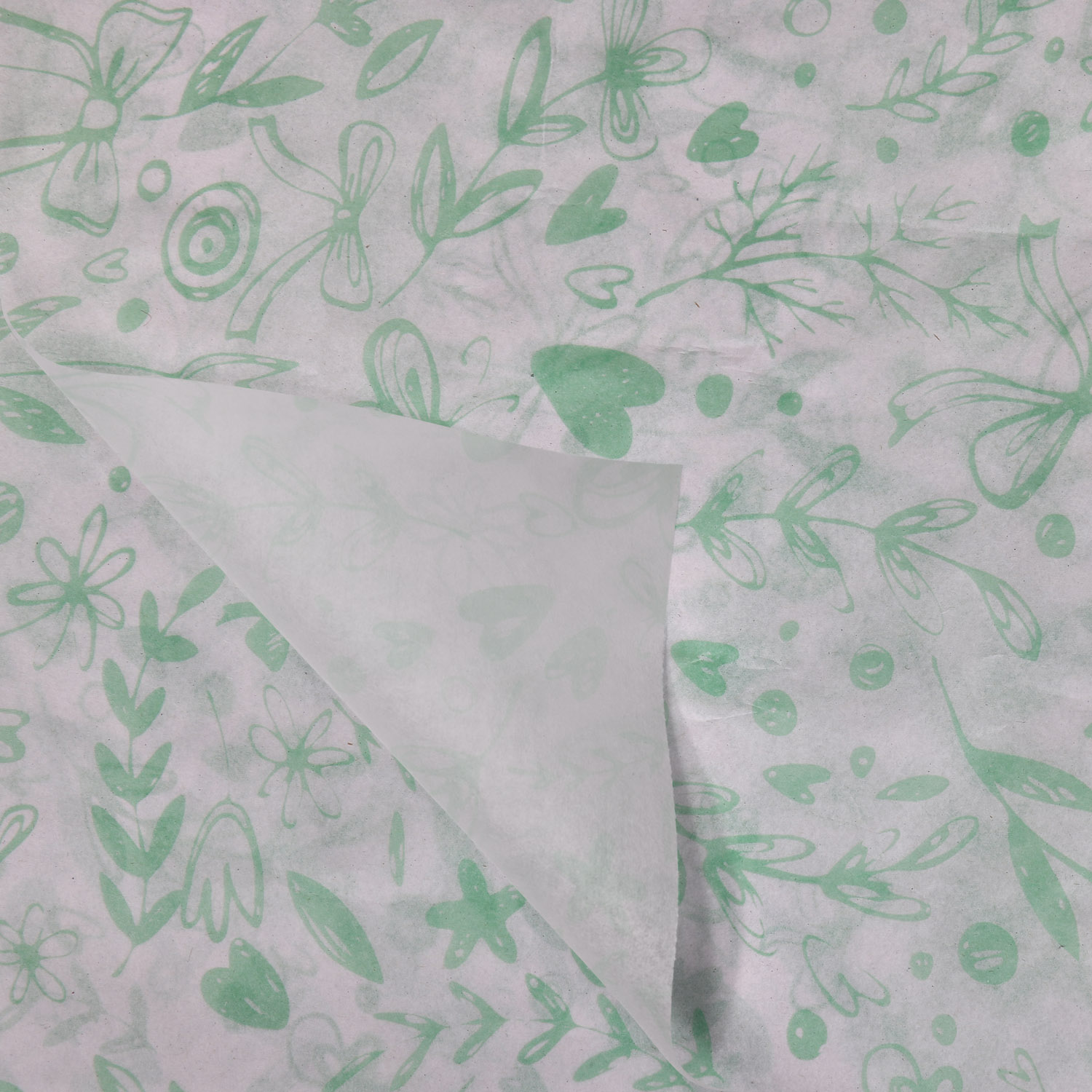 Papier, Zijdevloei, 70x50cm, 20gr/m², groen/Wit 1