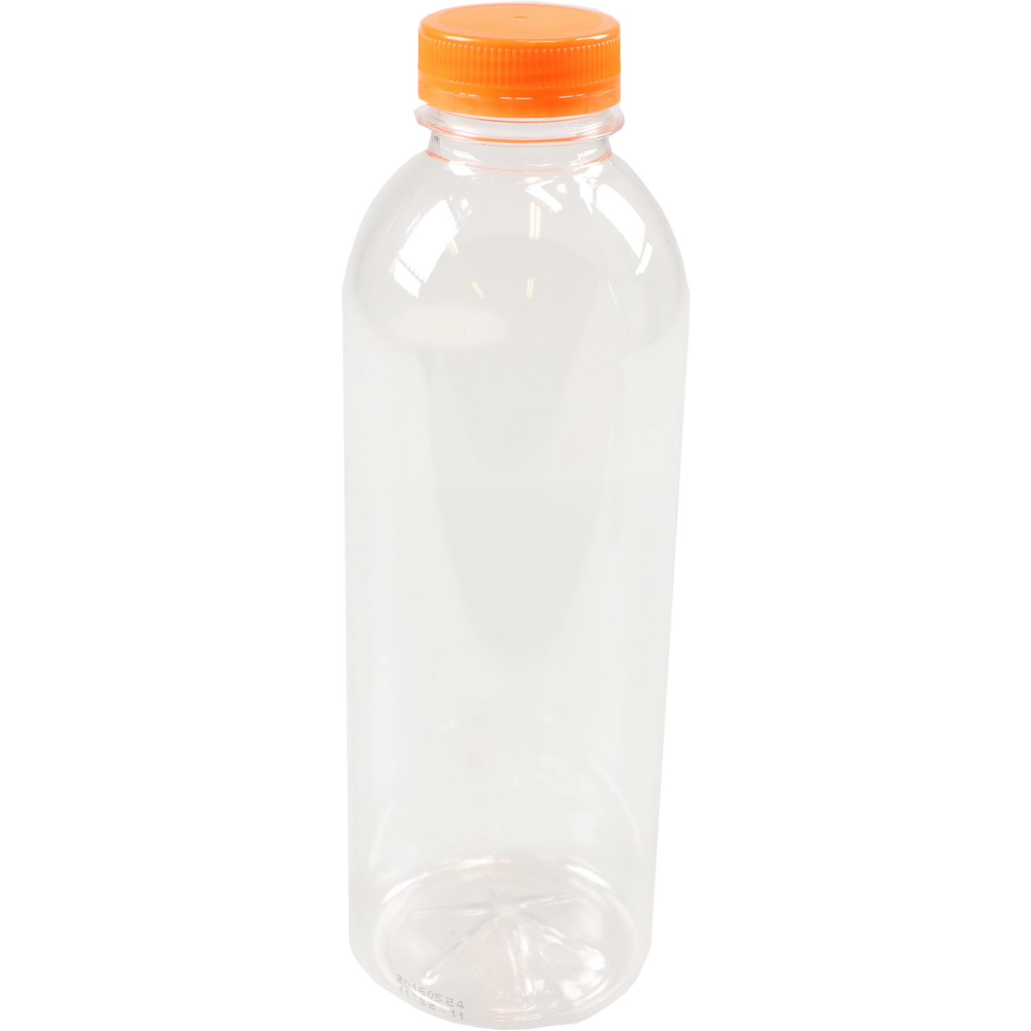 Fles, petfles, Gerecycled PET, met oranje dop, 750ml, transparant 1