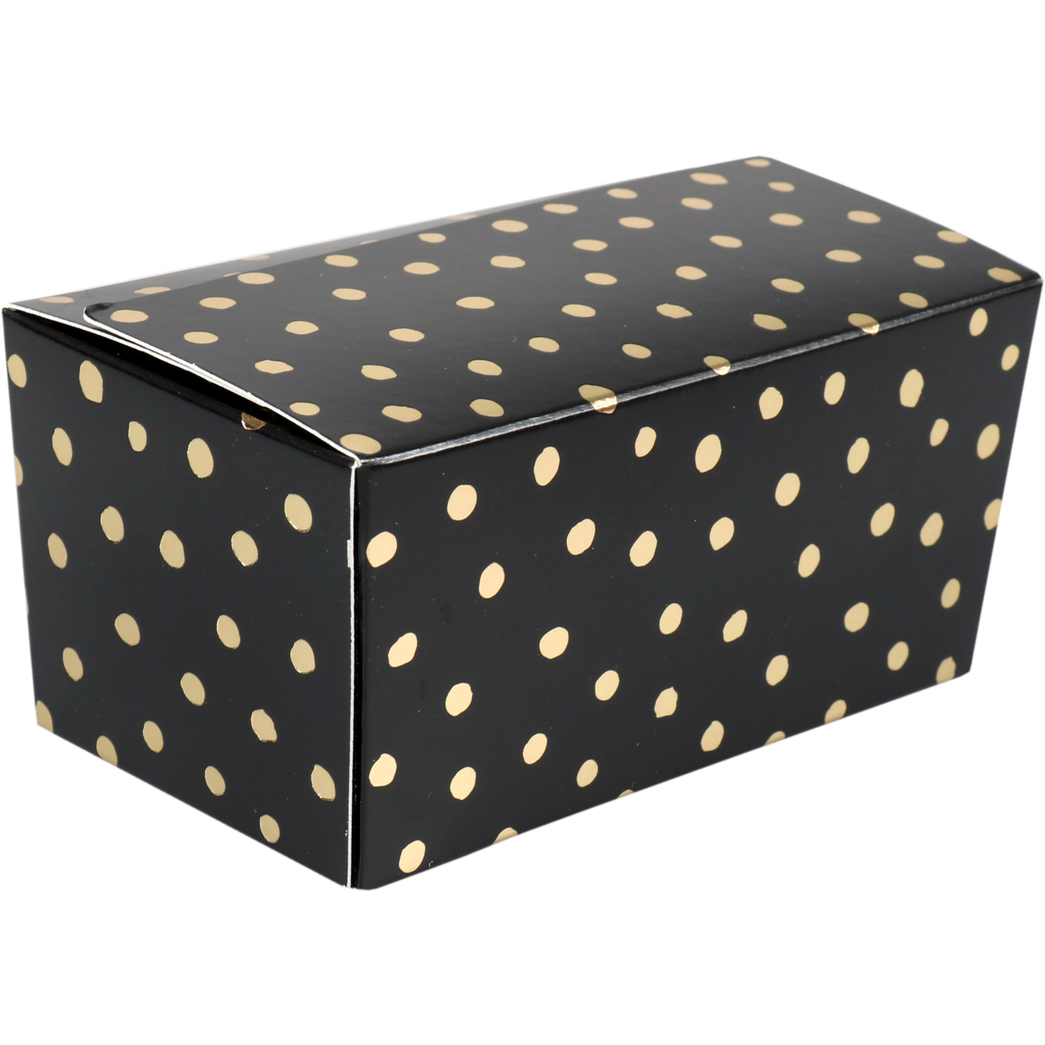 Ballotin, Party dots, karton + PP + PET, 250gr, 55x113x62mm, zwart/goud 1