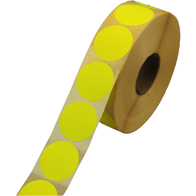 Etiket, Reclame-etiket, papier, permanent, ∅35mm, fluor/geel 1