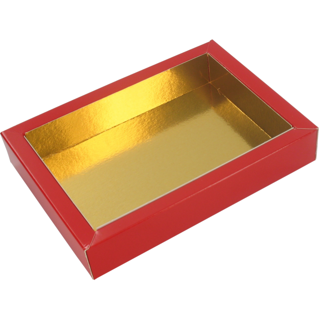  Chocoladeletterdoos, karton + PET, 149x109x31mm, rood 1
