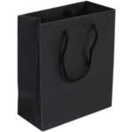 Tas, Art paper, luxueuze tas met koord, 16x 8x19cm, draagtas, zwart