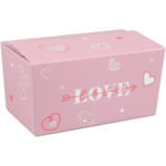 Ballotin, Love and hearts, karton + PP, 500gr, 70x132x76mm, lila/rood/wit