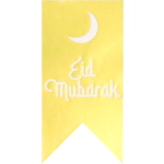Etiket, Cadeauetiket, papier, Eid Mubarak, 60x30mm, goud/wit