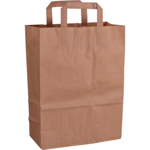 Papieren draagtas 26/12x36cm bruin 80 gr platte handgreep