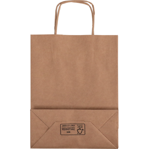 Tas, Kraftpapier, gedraaid papieren koord, 18x 8x24cm, draagtas, bruin