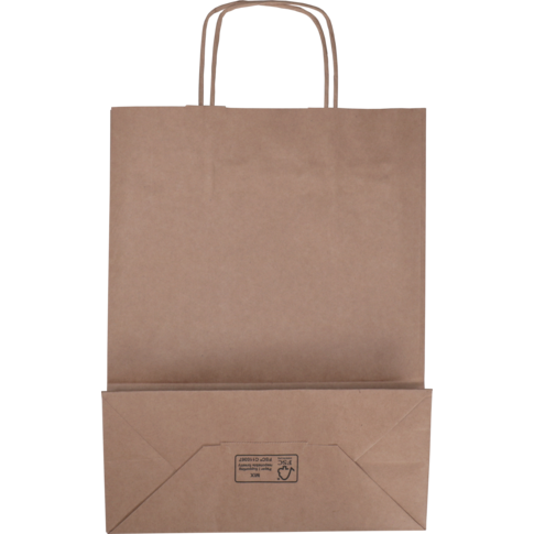 Tas, Kraftpapier, gedraaid papieren koord, 26x 12x34cm, draagtas, bruin