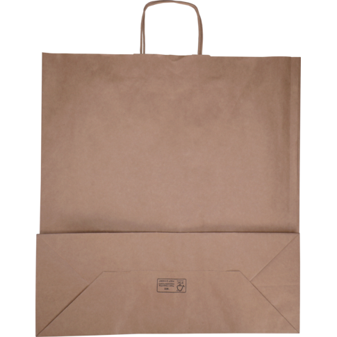Tas, Kraftpapier, gedraaid papieren koord, 45x 17x48cm, draagtas, bruin