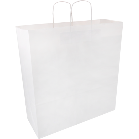 Tas, Kraftpapier, gedraaid papieren koord, 45x 17x48cm, draagtas, wit - Afbeelding 3