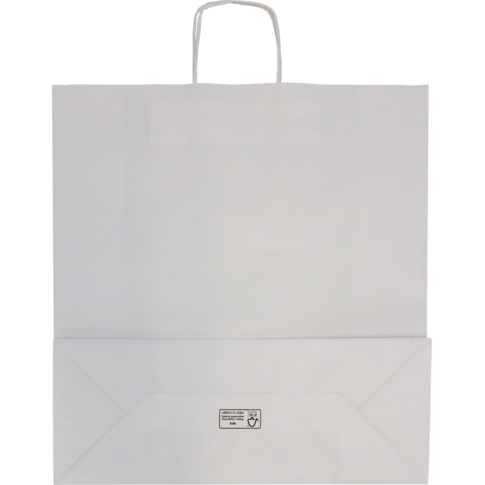 Tas, Kraftpapier, gedraaid papieren koord, 45x 17x48cm, draagtas, wit