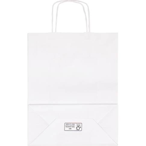 Tas, Kraftpapier, gedraaid papieren koord, 26x 12x34cm, draagtas, wit