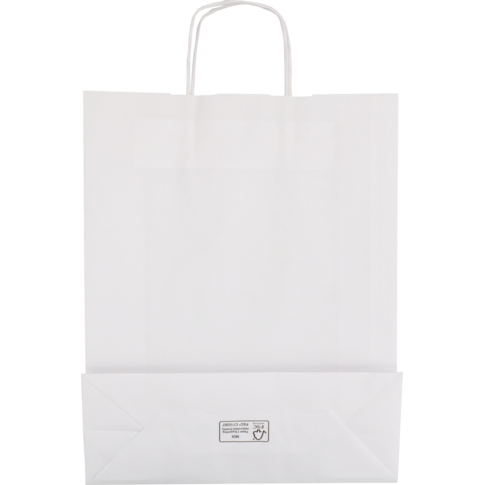 Tas, Kraftpapier, gedraaid papieren koord, 32x 12x41cm, draagtas, wit
