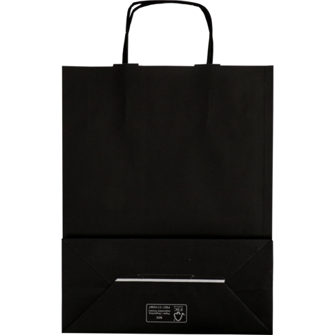 Tas, Kraftpapier, gedraaid papieren koord, 26x 12x35cm, draagtas, zwart