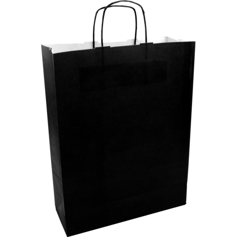 Tas, Kraftpapier, gedraaid papieren koord, 32x 12x41cm, draagtas, zwart - Afbeelding 3