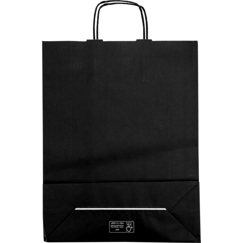 Tas, Kraftpapier, gedraaid papieren koord, 32x 12x41cm, draagtas, zwart