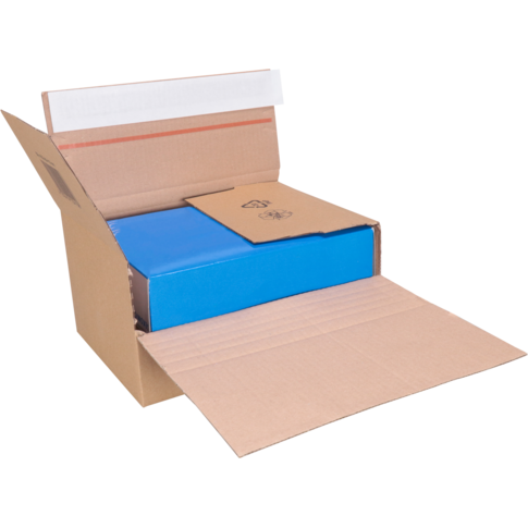 SendProof® Postpakketdoos, A5, golfkarton, 229x164x115mm, hoogte verstelbaar, zelfklevende strip, bruin - Afbeelding 3