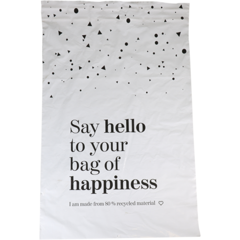 Alternative view of Zak, Verzendzak, Gerecycled LDPE, 25x35cm, 65my, Bag of Happiness, wit/zwart