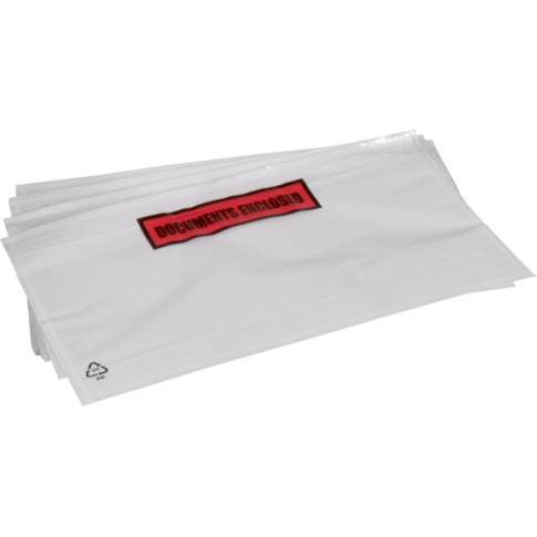 SendProof® Envelop, paklijstenvelop, documents enclosed, 225x122mm, DL, zelfklevend, lDPE, wit/transparant
