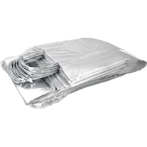 Tas, Kraftpapier, gedraaid papieren koord, 26x 12x35cm, draagtas, zilver - Afbeelding 3