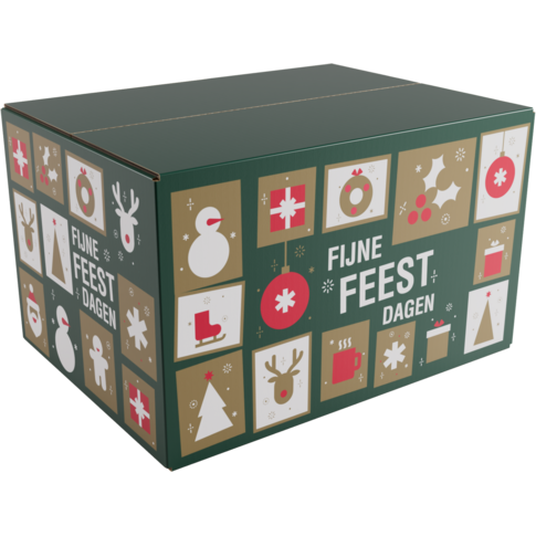 Kerstpakketdoos, Tegels, golfkarton, 39x29x23cm, Kerstmis, c,