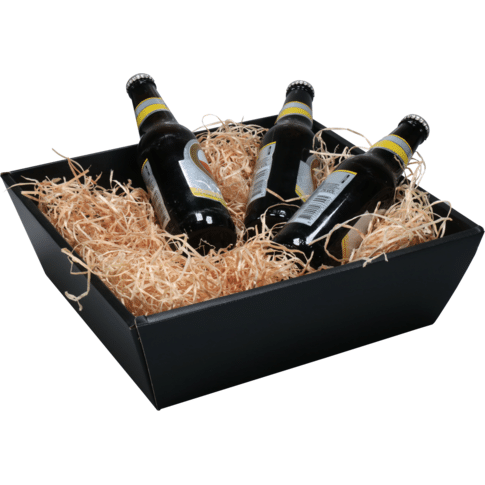 Geschenkmand golfkarton zwart 31x29x10cm vierkant - Afbeelding 3