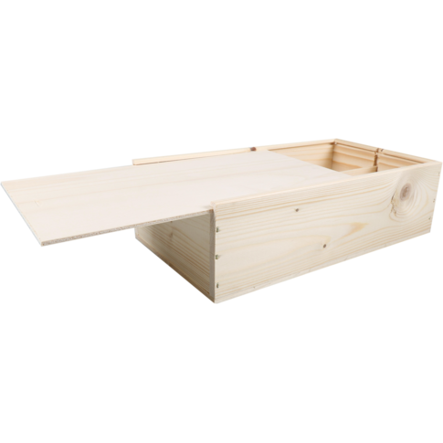 2-fles houten wijnkist met schuifdeksel 360x196x96mm