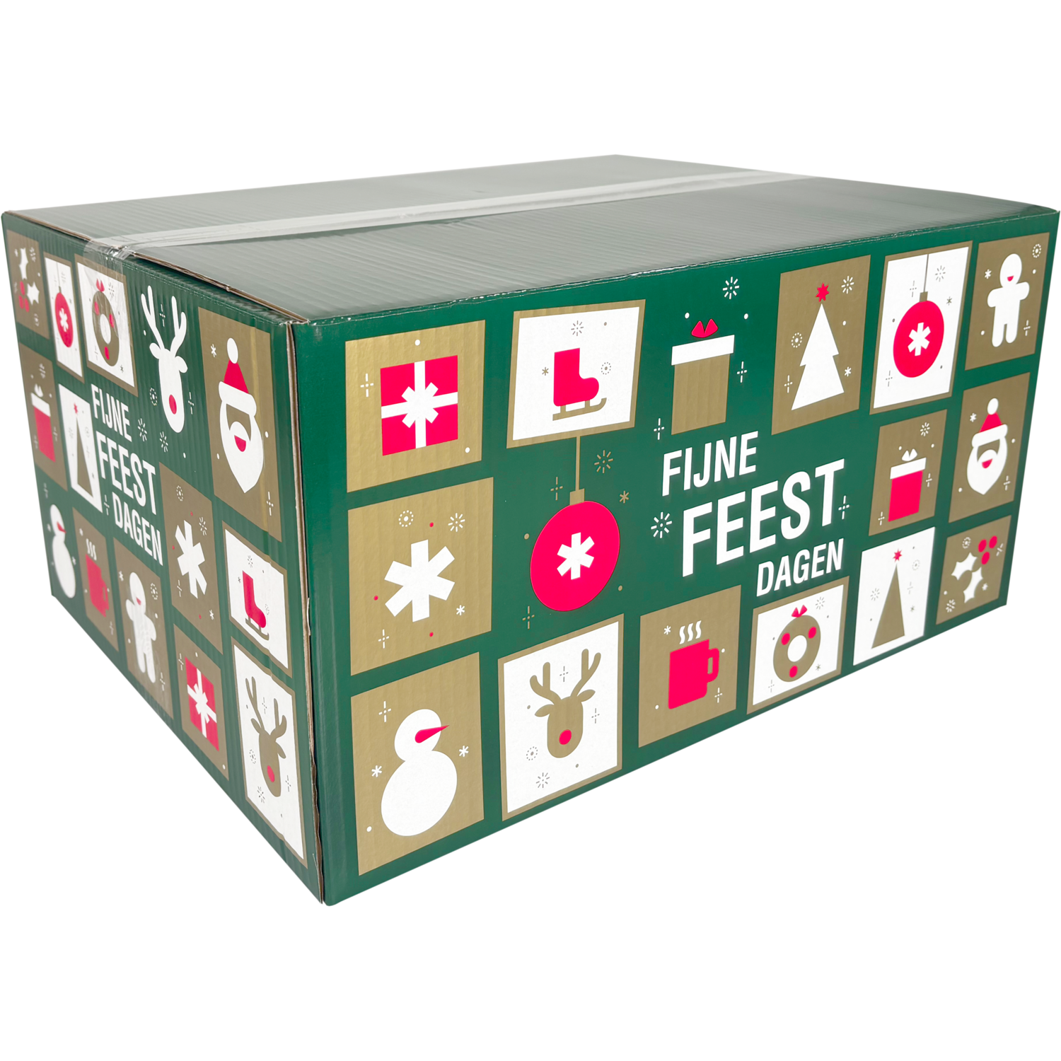 Kerstpakketdoos dessin Tegels 45x35x23cm Kerstmis D